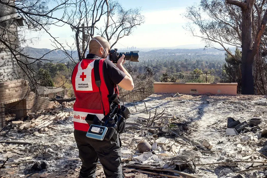 Rob Rivera shooting the rubble on the wildfires.